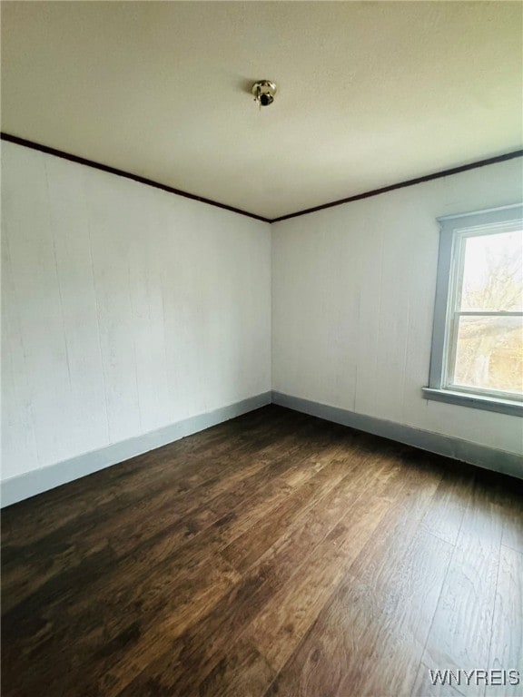 empty room with dark wood-type flooring