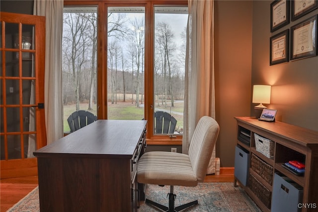 interior space with hardwood / wood-style floors