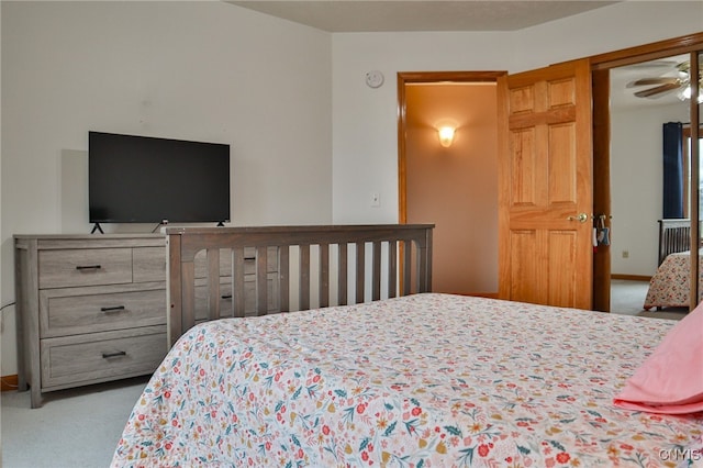 bedroom with carpet flooring and ceiling fan