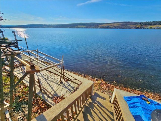 view of dock featuring a water view