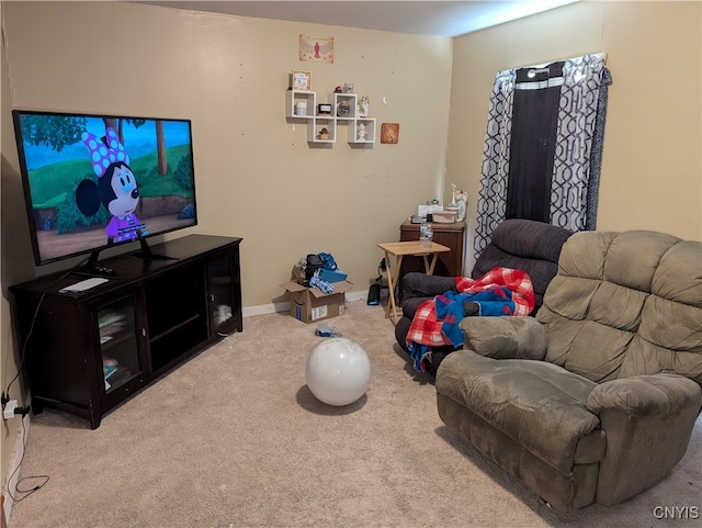 living room featuring carpet