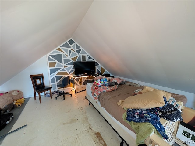 bedroom with vaulted ceiling