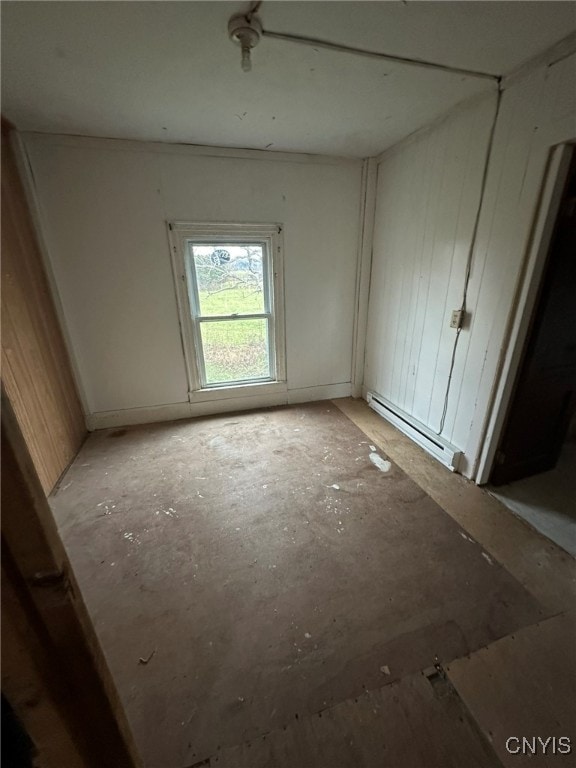 spare room with a baseboard radiator