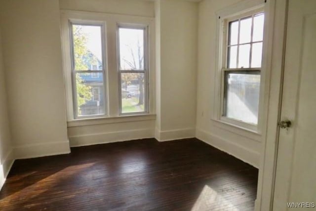 empty room featuring dark hardwood / wood-style flooring