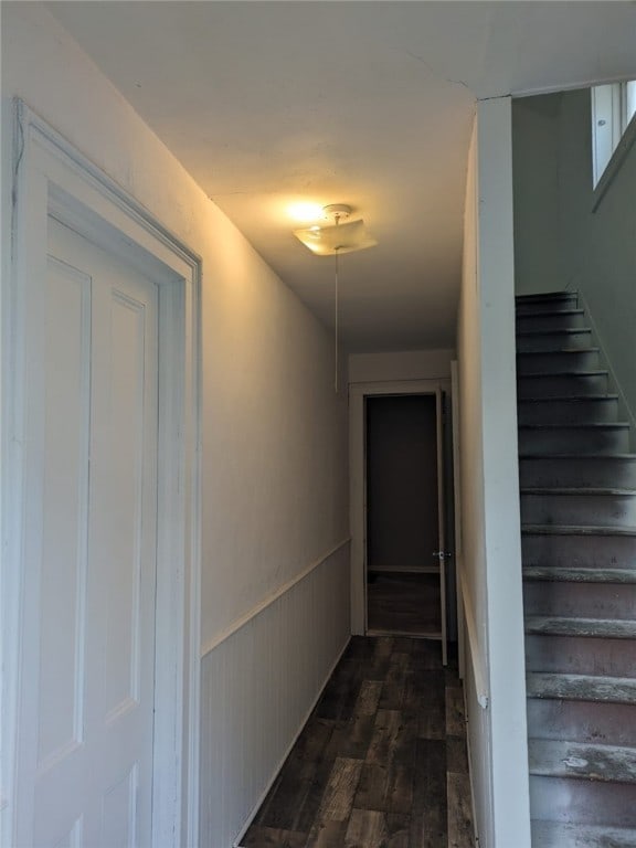 hall with dark hardwood / wood-style flooring