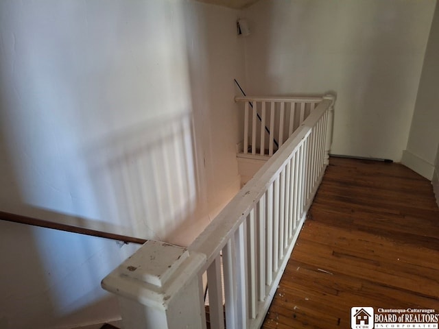 stairs featuring wood-type flooring