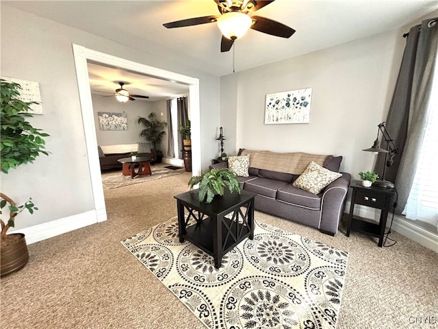 living room with carpet floors