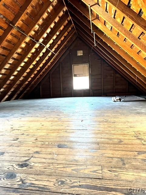 view of unfinished attic