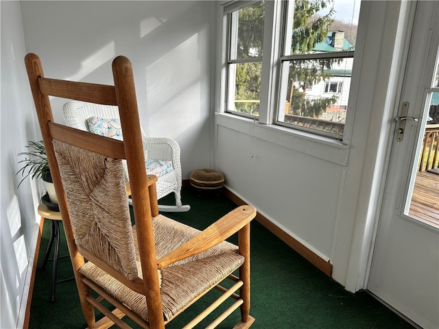 sitting room featuring carpet floors