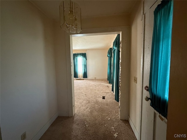 hallway featuring carpet flooring