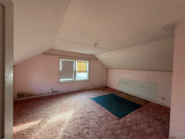 additional living space with carpet flooring and lofted ceiling