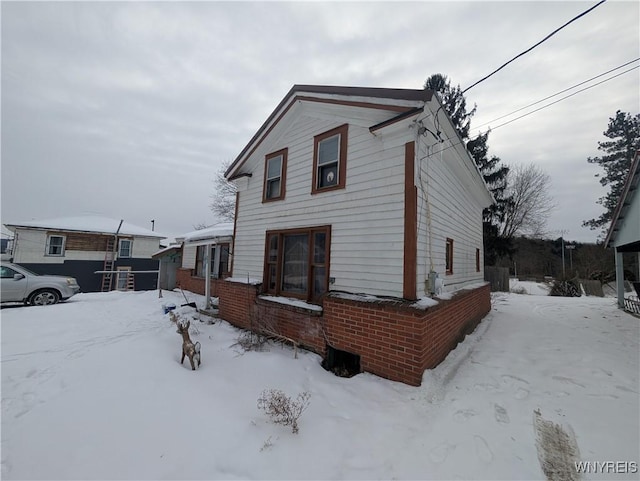 view of snow covered exterior