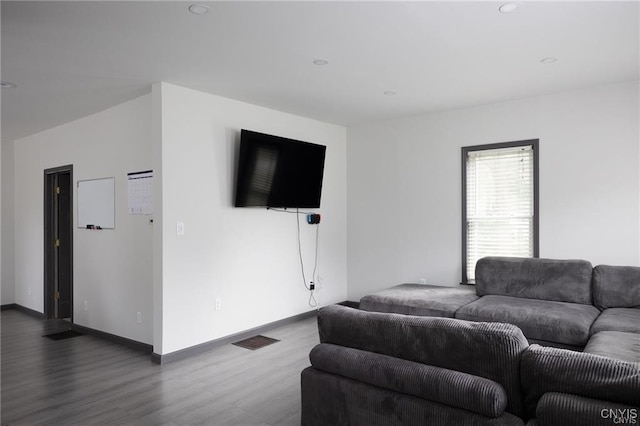 living room with hardwood / wood-style floors