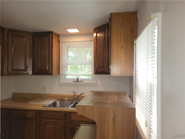 kitchen with dark brown cabinets and sink