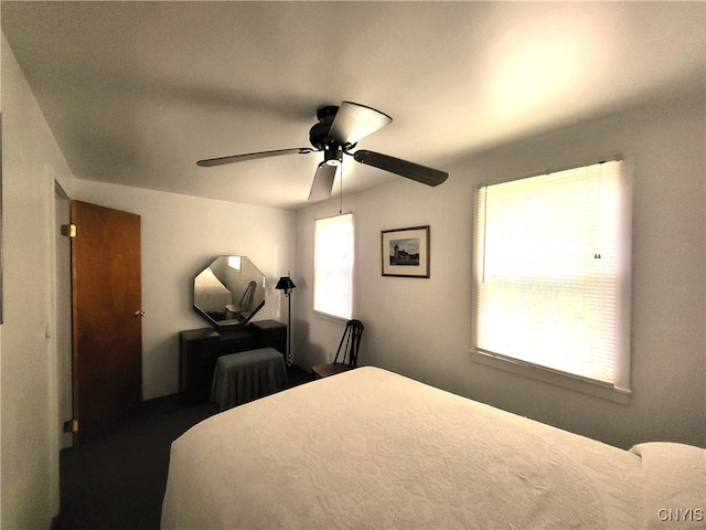 bedroom featuring ceiling fan