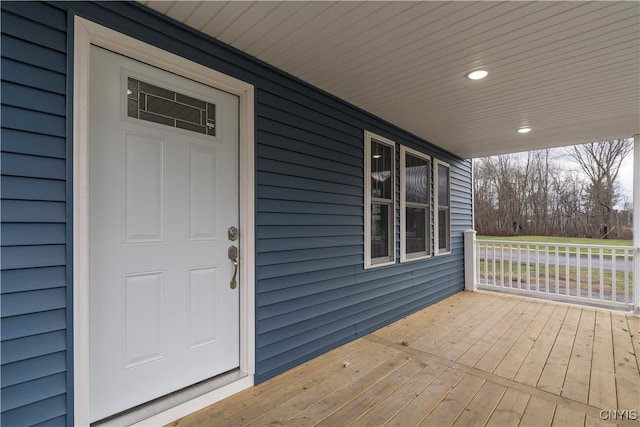 wooden terrace with covered porch