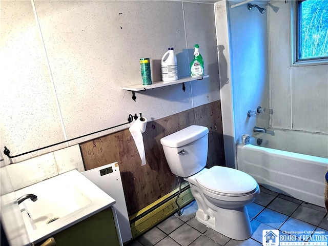 9481 Lamberton Rd, Pomfret, NY 14063 - full bathroom with tile patterned flooring, sink, toilet, and baseboard heating