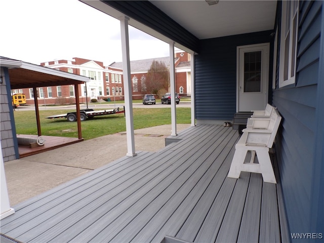 deck with a lawn