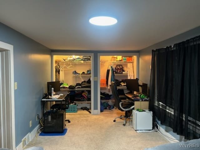 home office featuring carpet flooring