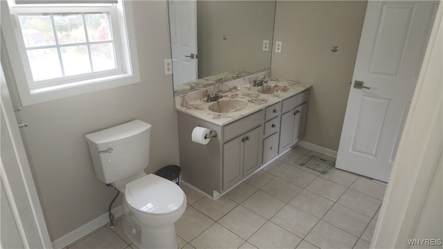 bathroom featuring tile patterned flooring, vanity, and toilet