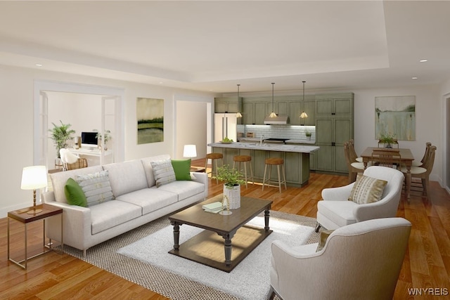 living room with light wood-type flooring