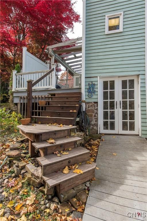 8 E Park, Kirkland, NY 13323 - wooden deck featuring french doors and stairway
