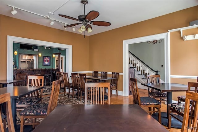 8 E Park, Kirkland, NY 13323 - dining room with ceiling fan, wood finished floors, and rail lighting