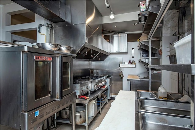 8 E Park, Kirkland, NY 13323 - kitchen featuring tile patterned floors, refrigerator, and open shelves