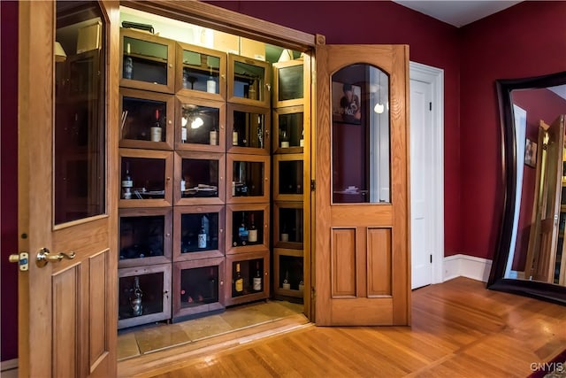 wine room featuring light hardwood / wood-style floors