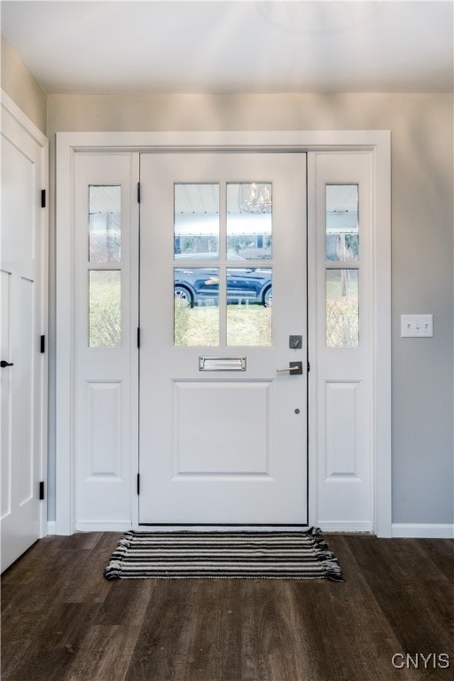 entryway with hardwood / wood-style floors and a wealth of natural light