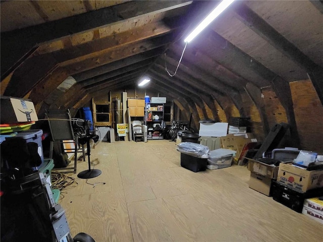 view of unfinished attic