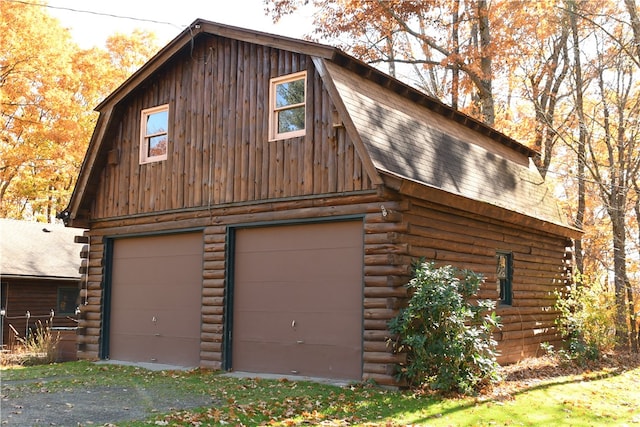 view of garage