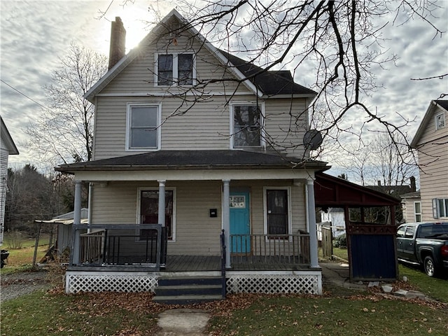 front facade with a porch