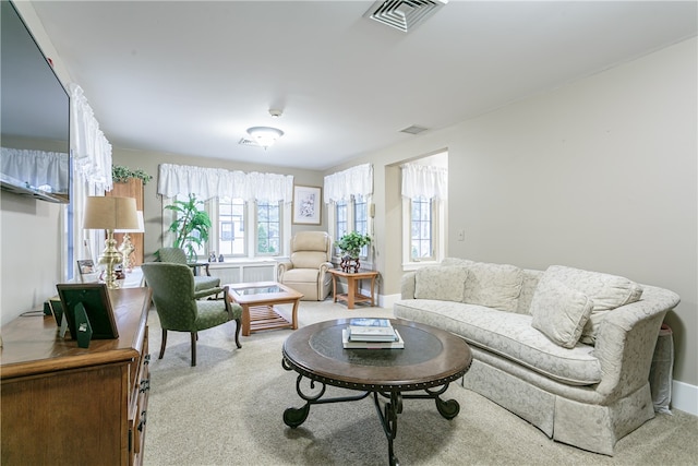 living room with carpet