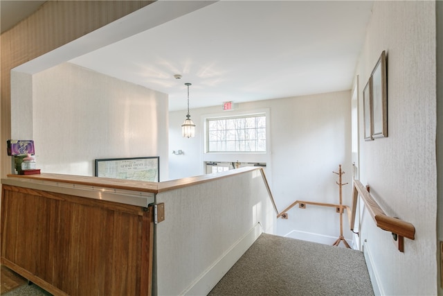 hallway featuring carpet