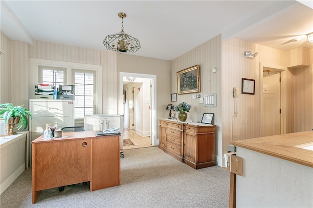 office with light colored carpet