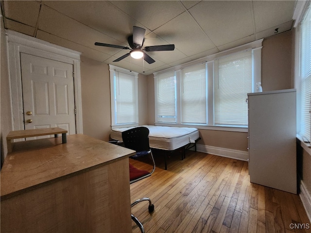 interior space with hardwood / wood-style floors and ceiling fan