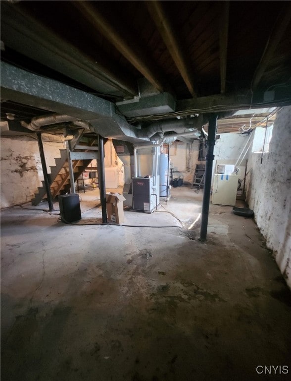 basement featuring water heater