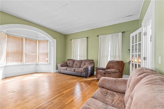 living room featuring light wood-type flooring