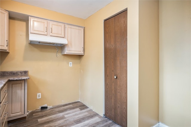 laundry area featuring light wood-type flooring