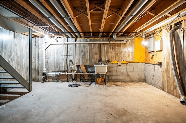 basement featuring sink