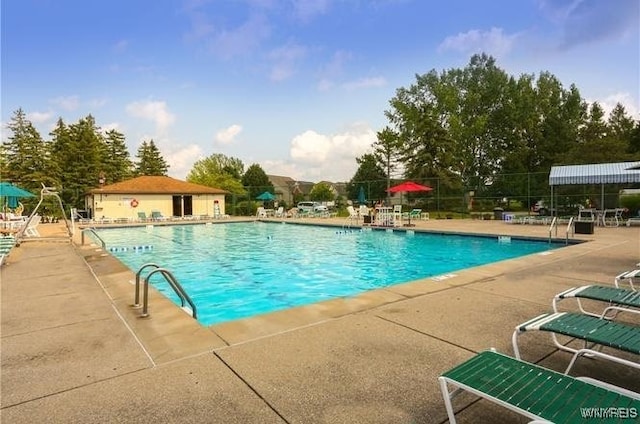 view of pool with a patio area