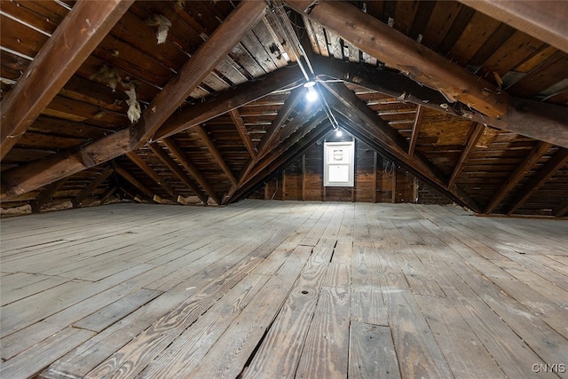 view of unfinished attic