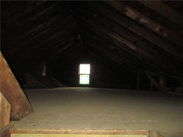 view of unfinished attic