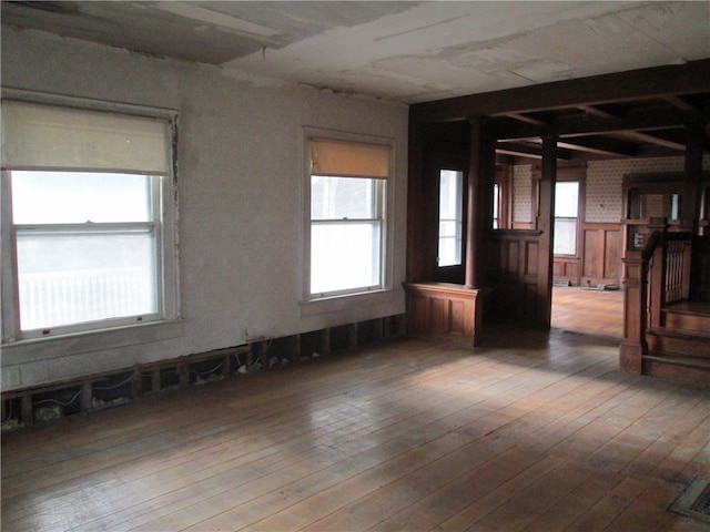 empty room with light wood-type flooring