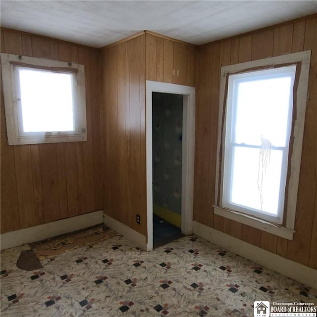 130/118 N Main St, New Albion, NY 14719 - empty room with wood walls and a wealth of natural light