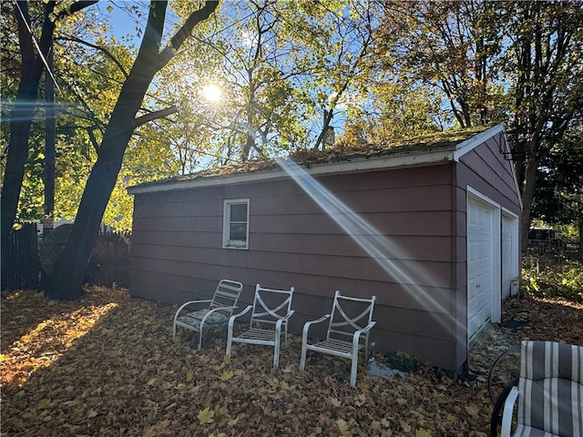 view of outdoor structure featuring a garage