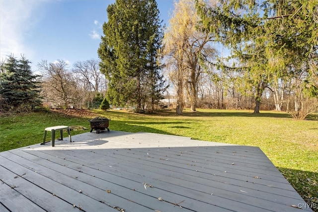 deck featuring a lawn