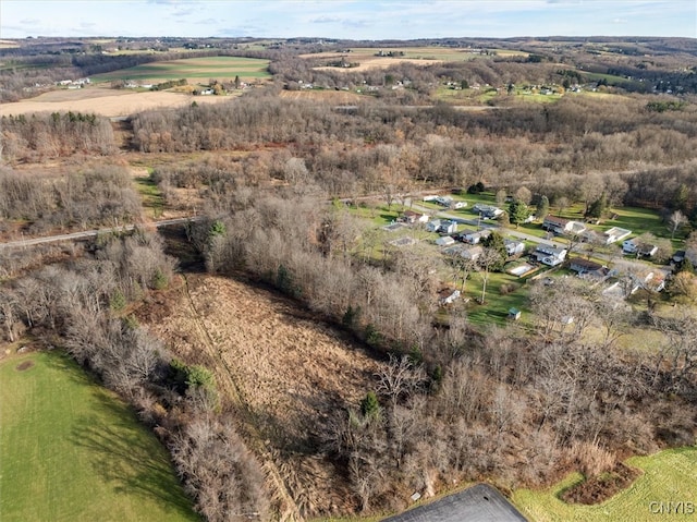 birds eye view of property featuring a rural view