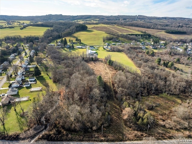 birds eye view of property with a rural view